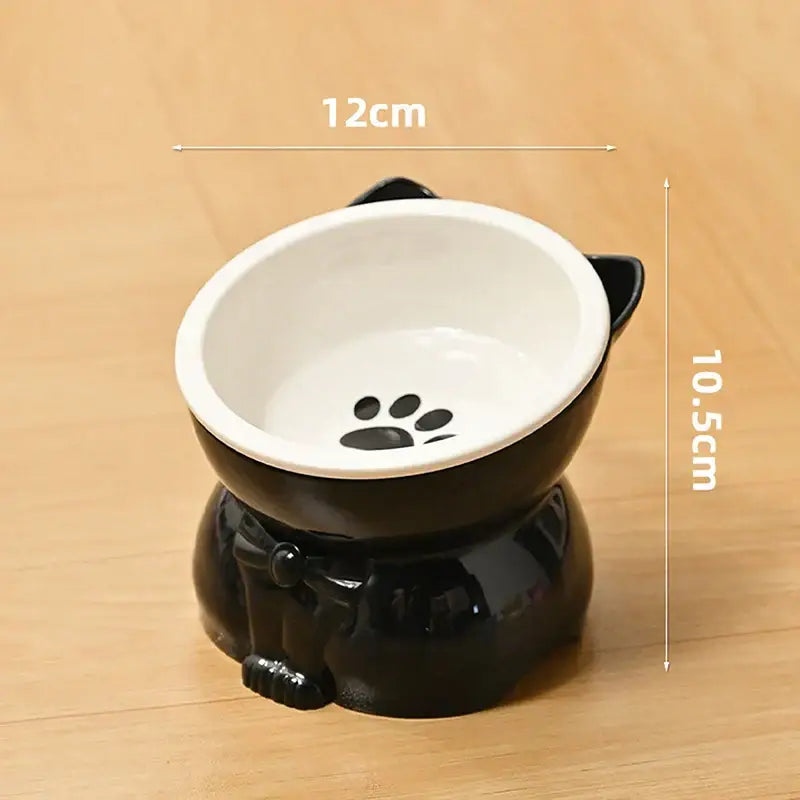 ♥Cat Dog Food Water Bowl-Raised Pet Feeder with Non-Slip Base & Paw Print Design,Neck Protection Bowl for Small Medium