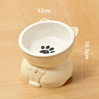 ♥Cat Dog Food Water Bowl-Raised Pet Feeder with Non-Slip Base & Paw Print Design,Neck Protection Bowl for Small Medium