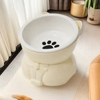 ♥Cat Dog Food Water Bowl-Raised Pet Feeder with Non-Slip Base & Paw Print Design,Neck Protection Bowl for Small Medium