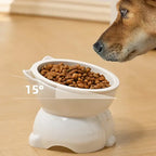 ♥Cat Dog Food Water Bowl-Raised Pet Feeder with Non-Slip Base & Paw Print Design,Neck Protection Bowl for Small Medium
