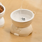 ♥Cat Dog Food Water Bowl-Raised Pet Feeder with Non-Slip Base & Paw Print Design,Neck Protection Bowl for Small Medium