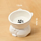 ♥Cat Dog Food Water Bowl-Raised Pet Feeder with Non-Slip Base & Paw Print Design,Neck Protection Bowl for Small Medium