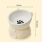 ♥Cat Dog Food Water Bowl-Raised Pet Feeder with Non-Slip Base & Paw Print Design,Neck Protection Bowl for Small Medium
