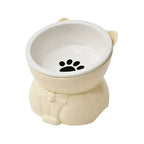 ♥Cat Dog Food Water Bowl-Raised Pet Feeder with Non-Slip Base & Paw Print Design,Neck Protection Bowl for Small Medium