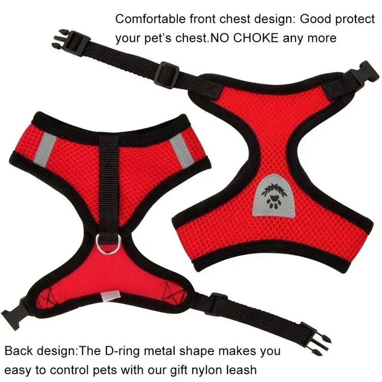 Cat Dog Harness with Lead Leash Adjustable Vest Polyester Mesh Breathable Harnesses Reflective sti for Small Dog Cat
