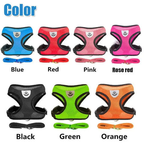 Cat Dog Harness with Lead Leash Adjustable Vest Polyester Mesh Breathable Harnesses Reflective sti for Small Dog Cat