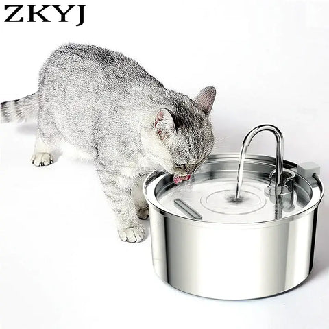 Cat Drinking Fountain Automatic Stainless Steel Pet Fountains Water Dispenser Ultra-quiet Pump Water Foutain for