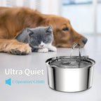 Cat Drinking Fountain Automatic Stainless Steel Pet Fountains Water Dispenser Ultra-quiet Pump Water Foutain for