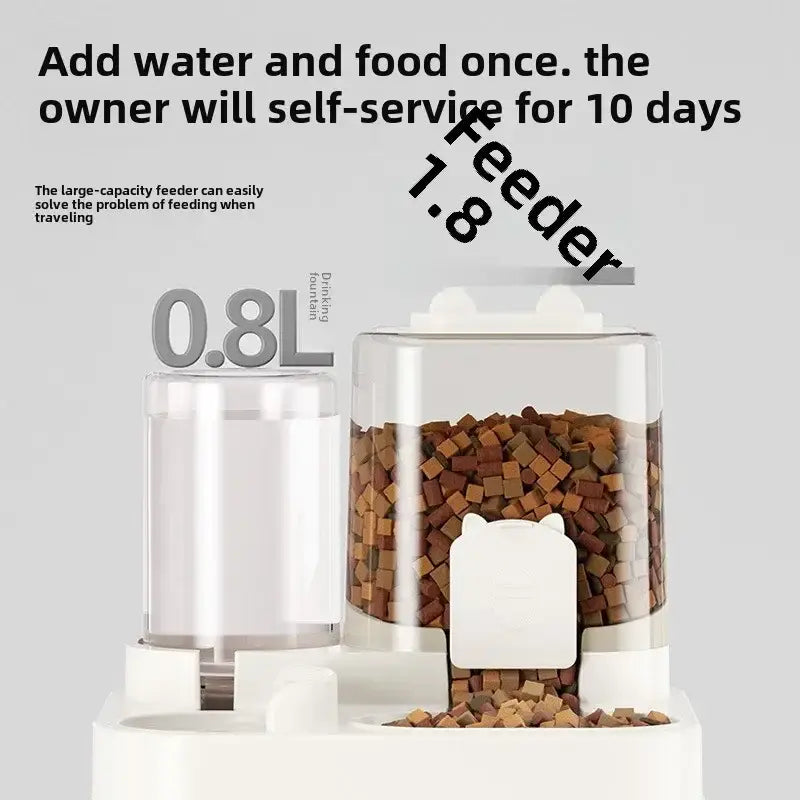 Cat Feeder Dog and Cat Basin Equipped with Water Dispenser Bowl Automatic Recycling Utensil Universal Pet Products