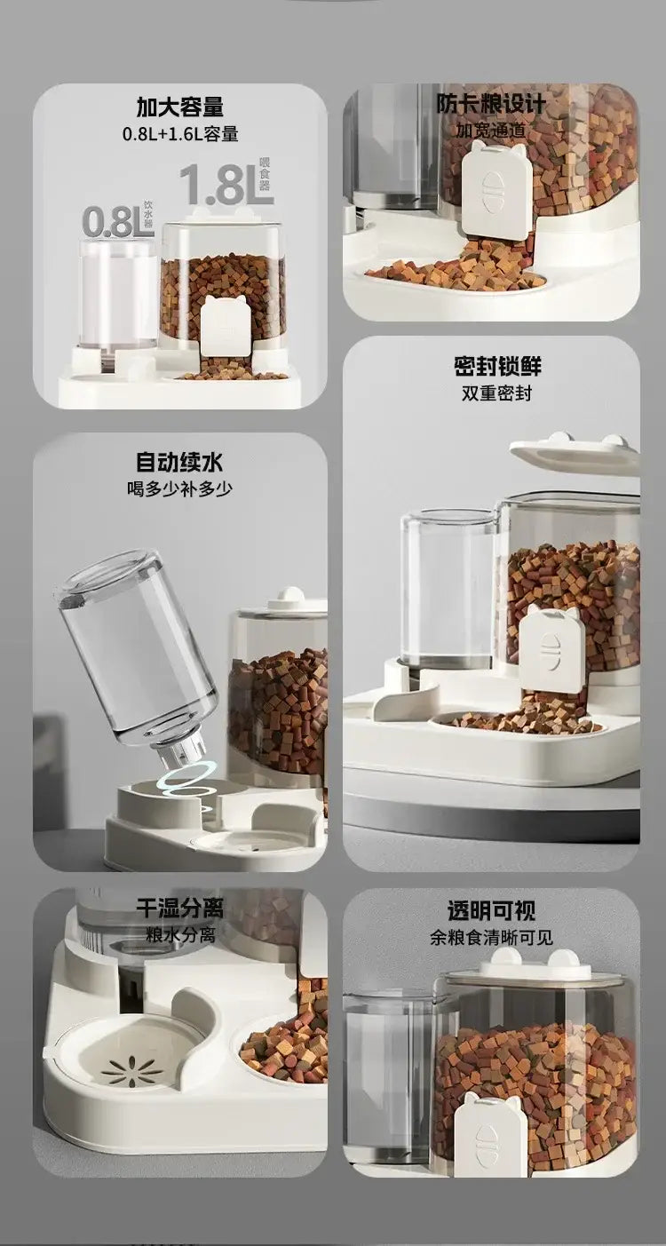 Cat Feeder Dog and Cat Basin Equipped with Water Dispenser Bowl Automatic Recycling Utensil Universal Pet Products