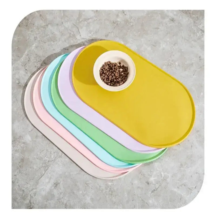 Cat Feeding Mat With Non-Slip Waterproof Design Pet Food Mat Compatible With Cat/Dog Bowls Multipet Households