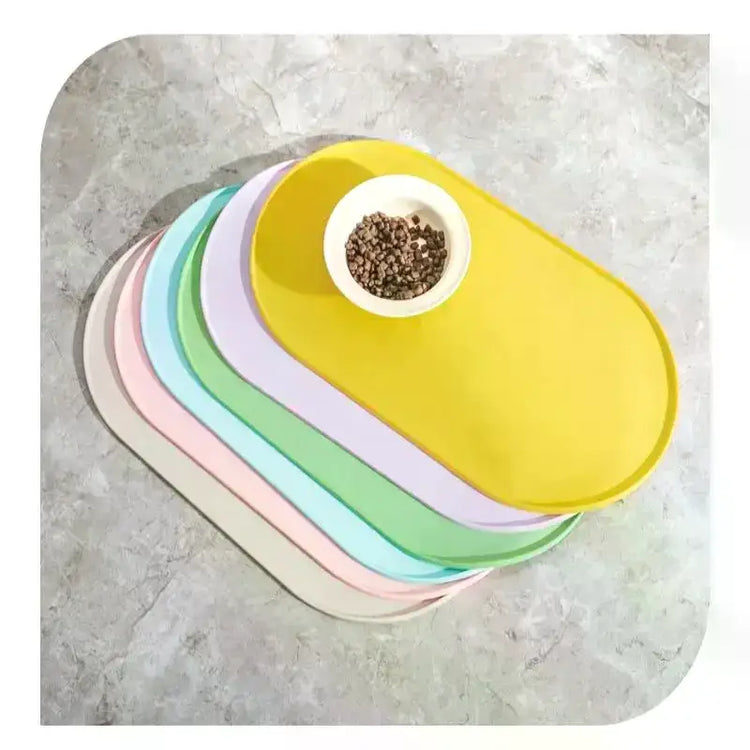 Cat Feeding Mat With Non-Slip Waterproof Design Pet Food Mat Compatible With Cat/Dog Bowls Multipet Households