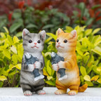 Cat Figurines Outdoor Garden Statues for Patio Lawn Yard Decoration Orange Cat Sculpture and Figurines Cat Lover Gifts