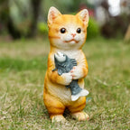 Cat Figurines Outdoor Garden Statues for Patio Lawn Yard Decoration Orange Cat Sculpture and Figurines Cat Lover Gifts