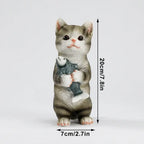 Cat Figurines Outdoor Garden Statues for Patio Lawn Yard Decoration Orange Cat Sculpture and Figurines Cat Lover Gifts