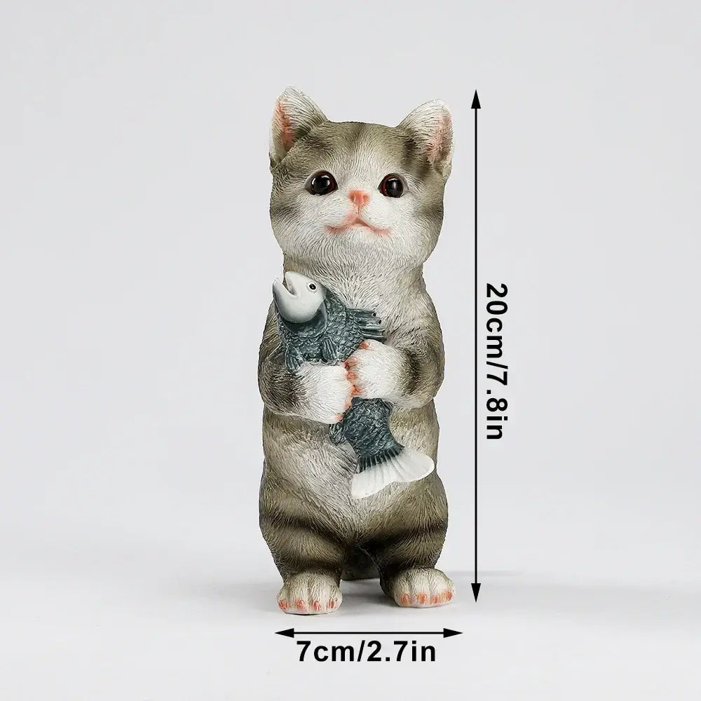 Cat Figurines Outdoor Garden Statues for Patio Lawn Yard Decoration Orange Cat Sculpture and Figurines Cat Lover Gifts