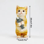 Cat Figurines Outdoor Garden Statues for Patio Lawn Yard Decoration Orange Cat Sculpture and Figurines Cat Lover Gifts