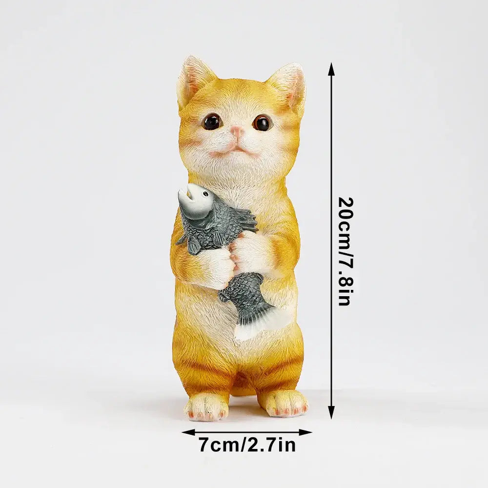 Cat Figurines Outdoor Garden Statues for Patio Lawn Yard Decoration Orange Cat Sculpture and Figurines Cat Lover Gifts