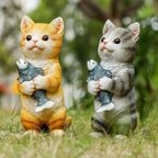 Cat Figurines Outdoor Garden Statues for Patio Lawn Yard Decoration Orange Cat Sculpture and Figurines Cat Lover Gifts
