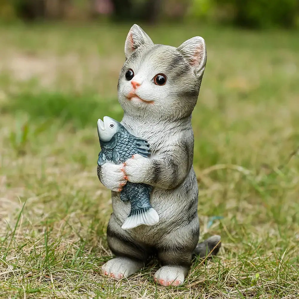 Cat Figurines Outdoor Garden Statues for Patio Lawn Yard Decoration Orange Cat Sculpture and Figurines Cat Lover Gifts