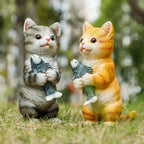 Cat Figurines Outdoor Garden Statues for Patio Lawn Yard Decoration Orange Cat Sculpture and Figurines Cat Lover Gifts