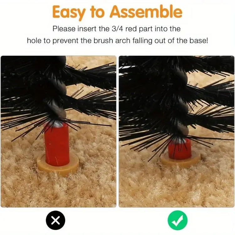Cat grooming device indoor cat brush toy arch grooming device cat massager toy - black