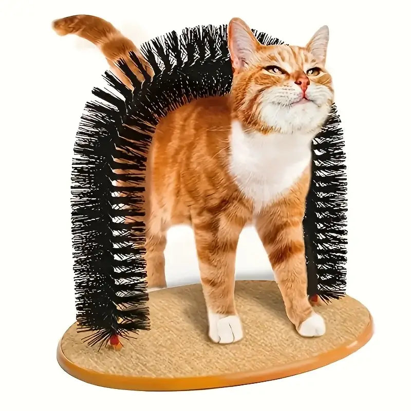 Cat grooming device indoor cat brush toy arch grooming device cat massager toy - black
