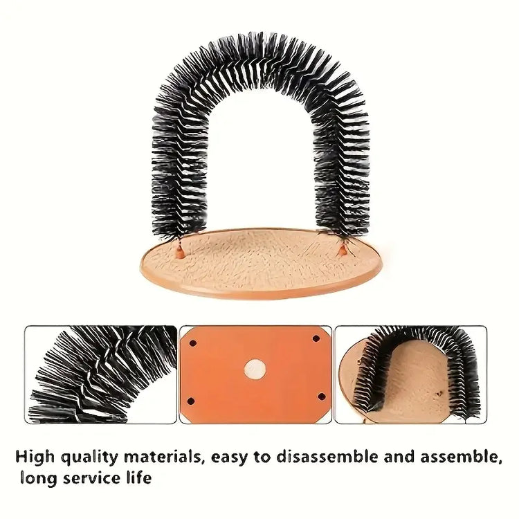 Cat grooming device indoor cat brush toy arch grooming device cat massager toy - black