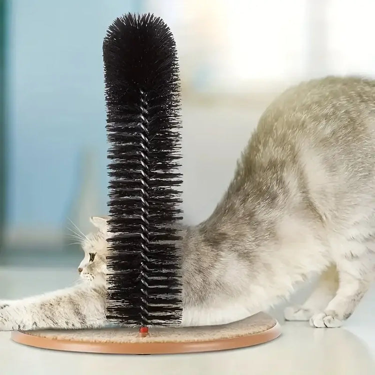 Cat grooming device indoor cat brush toy arch grooming device cat massager toy - black