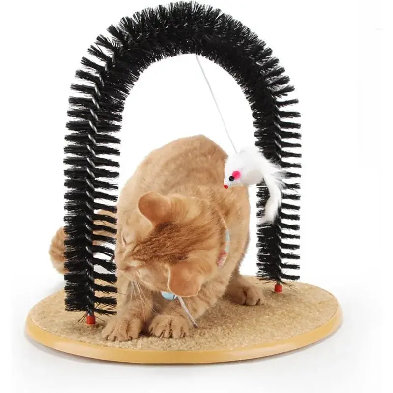 Cat grooming device indoor cat brush toy arch grooming device cat massager toy - black
