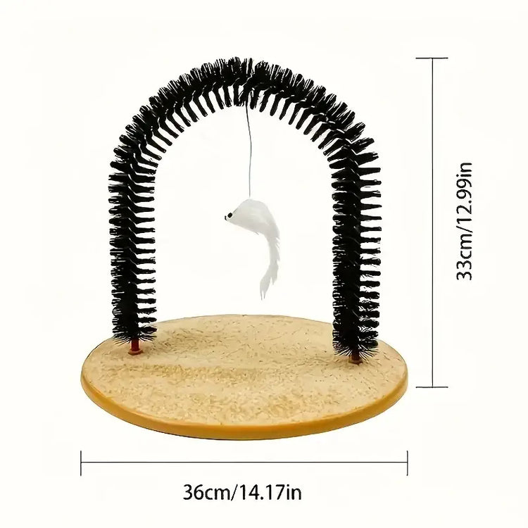 Cat grooming device indoor cat brush toy arch grooming device cat massager toy - black