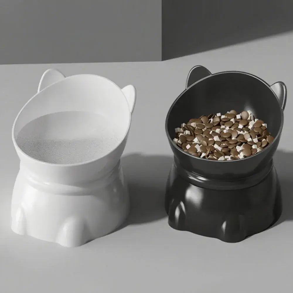 Cat Head Elevated Pet Bowls - Neck Protection Anti-Black Chin Anti-Spill Food & Water Bowls for Cats Ergonomic Feeding