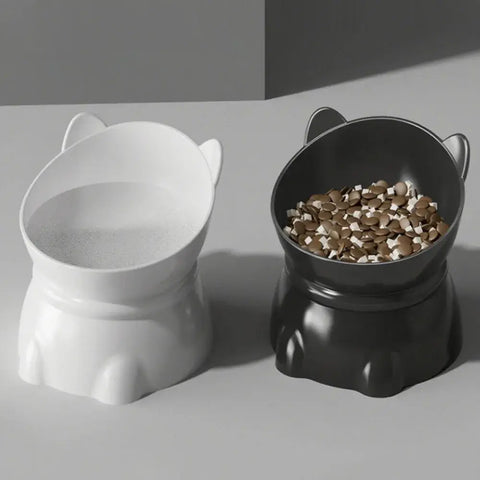 Cat Head Elevated Pet Bowls - Neck Protection Anti-Black Chin Anti-Spill Food & Water Bowls for Cats Ergonomic Feeding