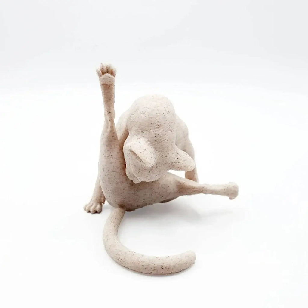 Cat Licking Paw Figurine Minimalist Home Decor Creative Gift