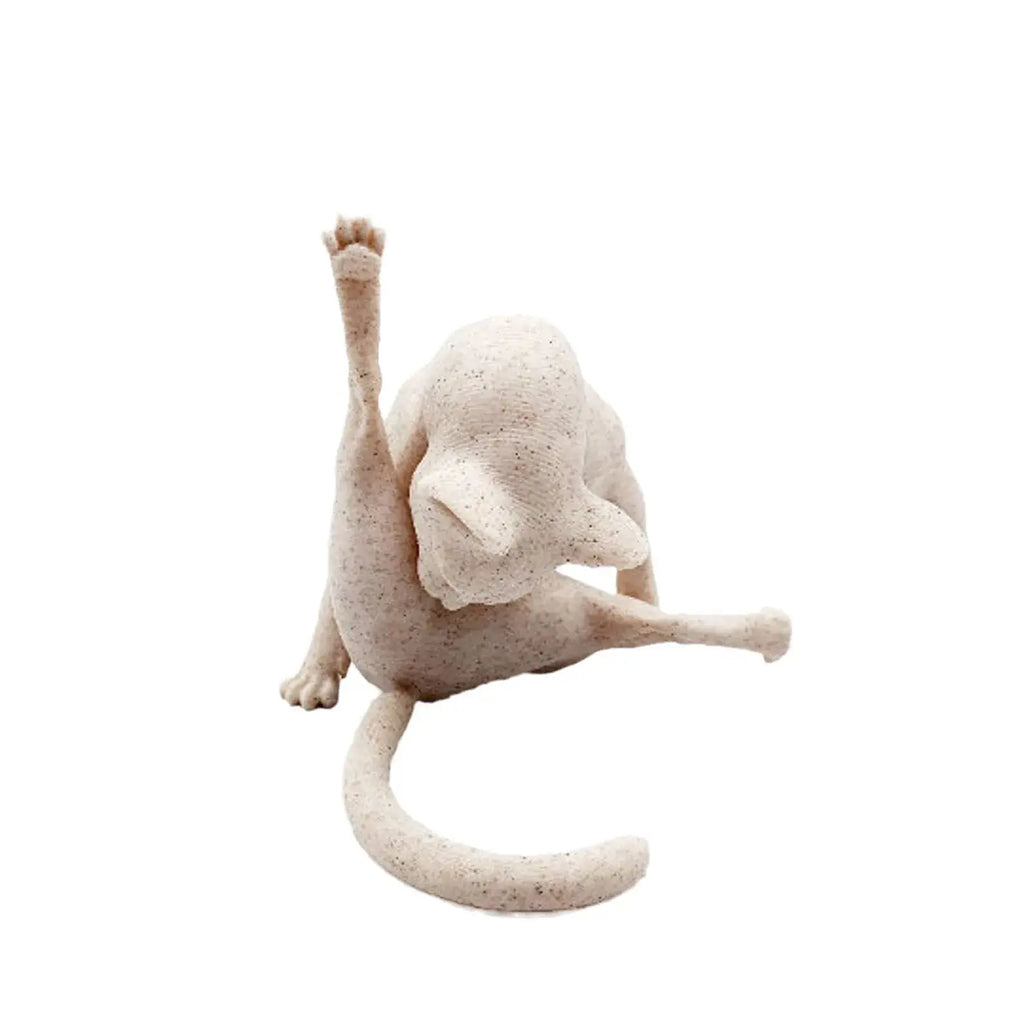 Cat Licking Paw Figurine Minimalist Home Decor Creative Gift - Beige