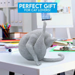 Cat Licking Paw Figurine Minimalist Home Decor Creative Gift