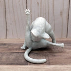 Cat Licking Paw Figurine Minimalist Home Decor Creative Gift - White