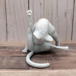 Cat Licking Paw Figurine Minimalist Home Decor Creative Gift - White