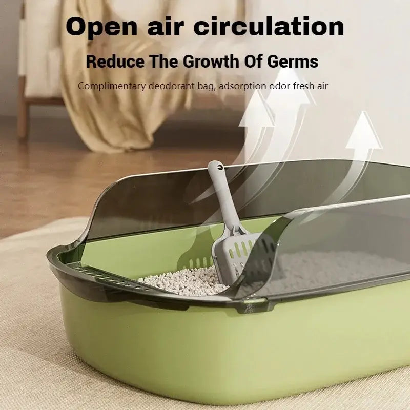 Cat Litter Box Kitty Sandbox Semi-enclosed High Side Splashproof Cat Toilet Pet Bedpans with Litter Scoop Cleaning Cat