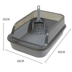 Cat Litter Box Kitty Sandbox Semi-enclosed High Side Splashproof Cat Toilet Pet Bedpans with Litter Scoop Cleaning Cat