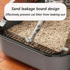 Cat Litter Box Kitty Sandbox Semi-enclosed High Side Splashproof Cat Toilet Pet Bedpans with Litter Scoop Cleaning Cat