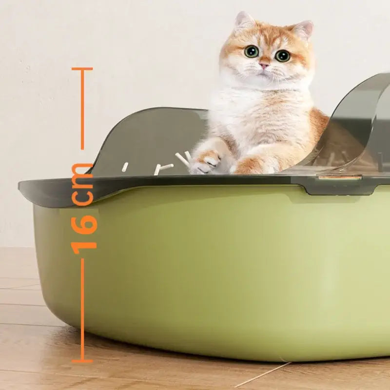 Cat Litter Box Kitty Sandbox Semi-enclosed High Side Splashproof Cat Toilet Pet Bedpans with Litter Scoop Cleaning Cat