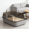 Cat Litter Box Kitty Sandbox Semi-enclosed High Side Splashproof Cat Toilet Pet Bedpans with Litter Scoop Cleaning Cat