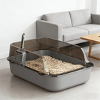 Cat Litter Box Kitty Sandbox Semi-enclosed High Side Splashproof Cat Toilet Pet Bedpans with Litter Scoop Cleaning Cat
