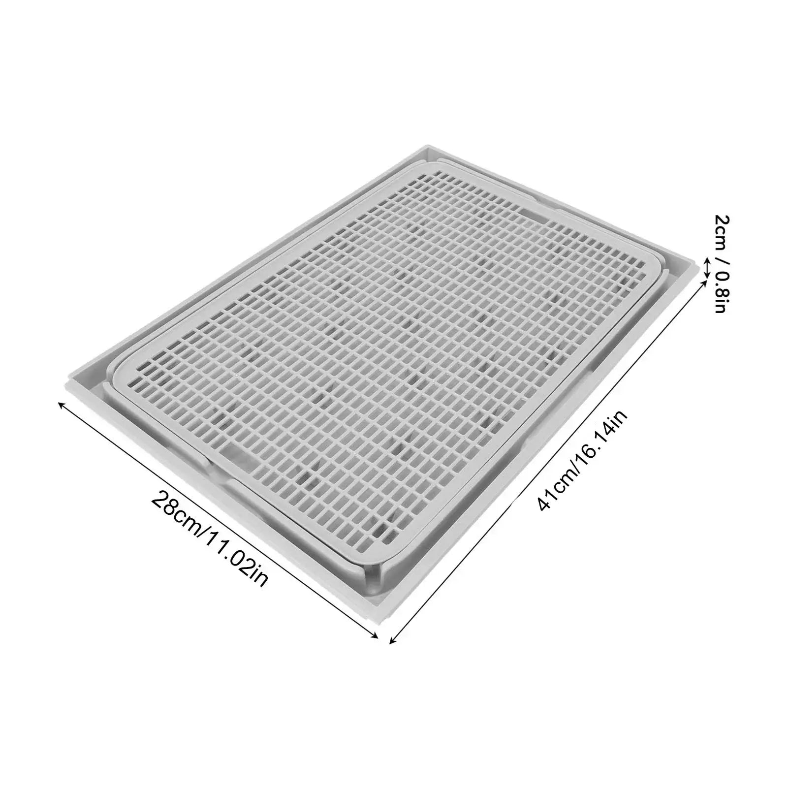 Cat Litter Box Mat 41x28x2cm Spacious Plastic Double Layer Washable Cat Litter Catcher Mat with Anti Slip Bottom Pet