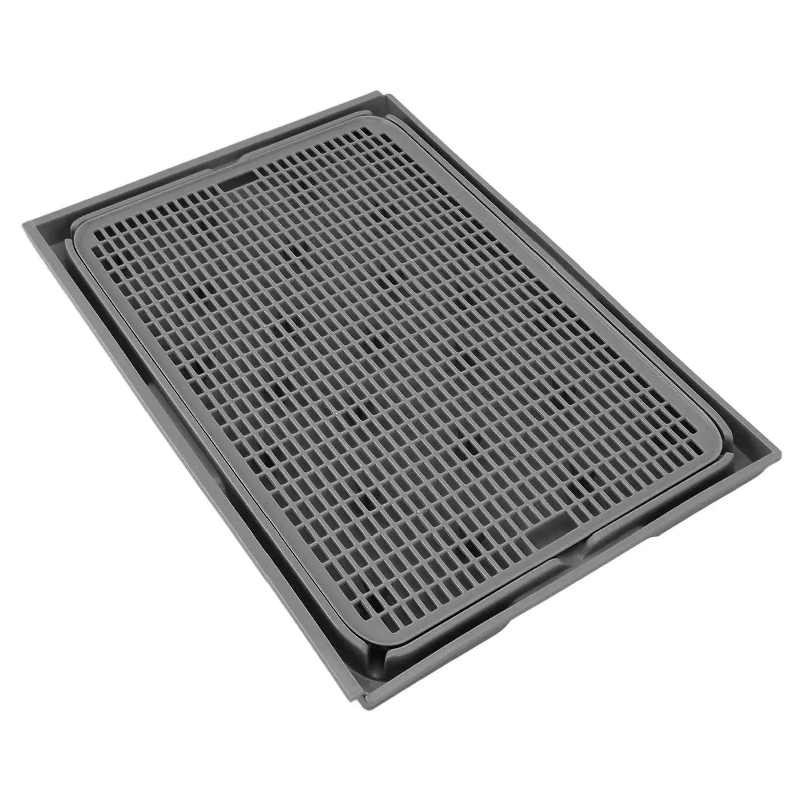 Cat Litter Box Mat 41x28x2cm Spacious Plastic Double Layer Washable Cat Litter Catcher Mat with Anti Slip Bottom Pet