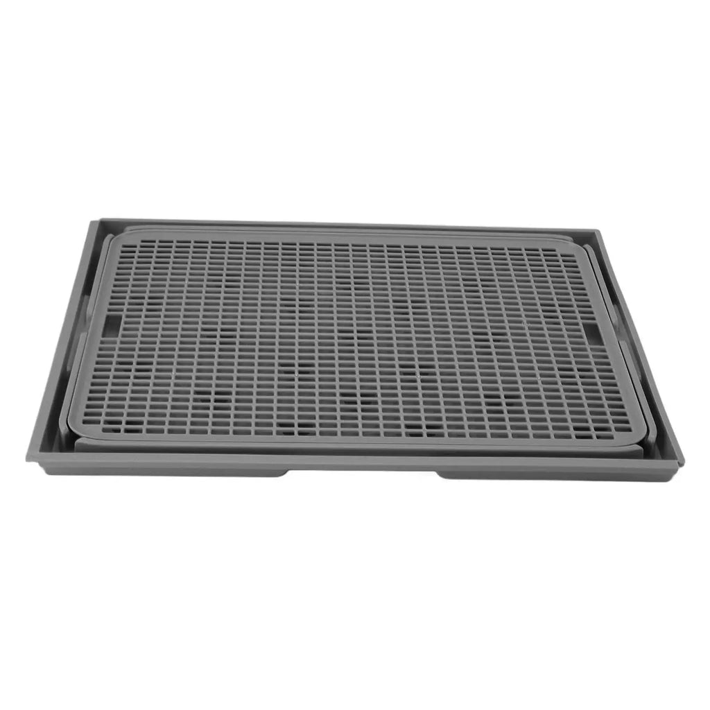Cat Litter Box Mat 41x28x2cm Spacious Plastic Double Layer Washable Cat Litter Catcher Mat with Anti Slip Bottom Pet