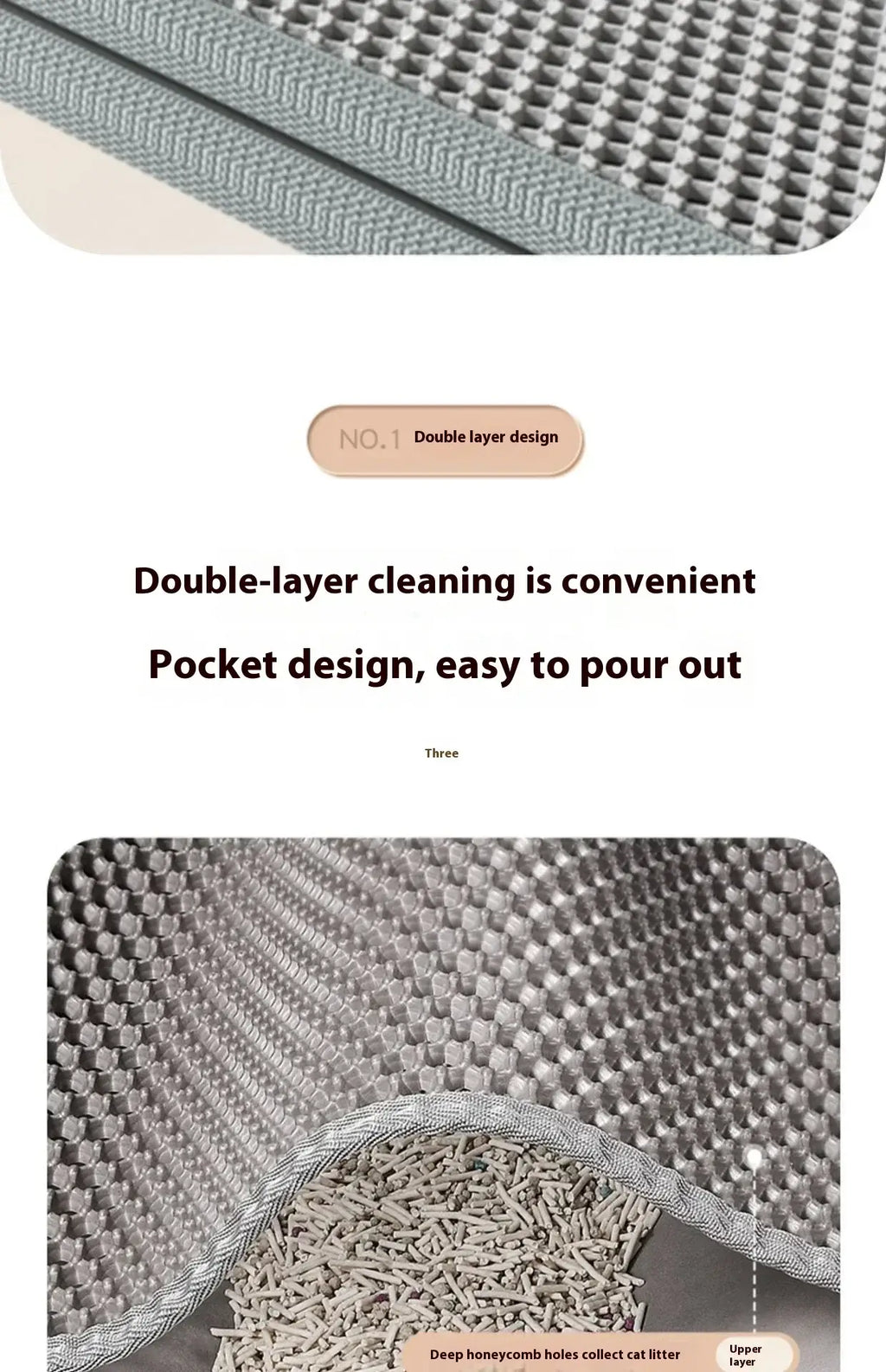 Cat Litter Mat 2-Layer Design Premium Sand Trapping Technology Waterproof Base Non-Slip Pet Floor Protector for Indoor