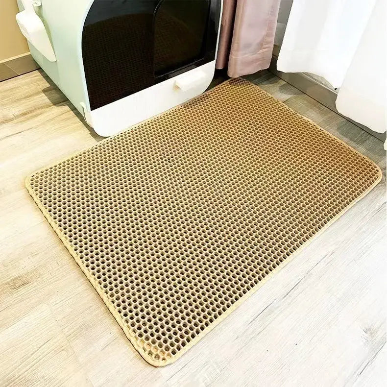 Cat Litter Mat 2-Layer Design Premium Sand Trapping Technology Waterproof Base Non-Slip Pet Floor Protector for Indoor