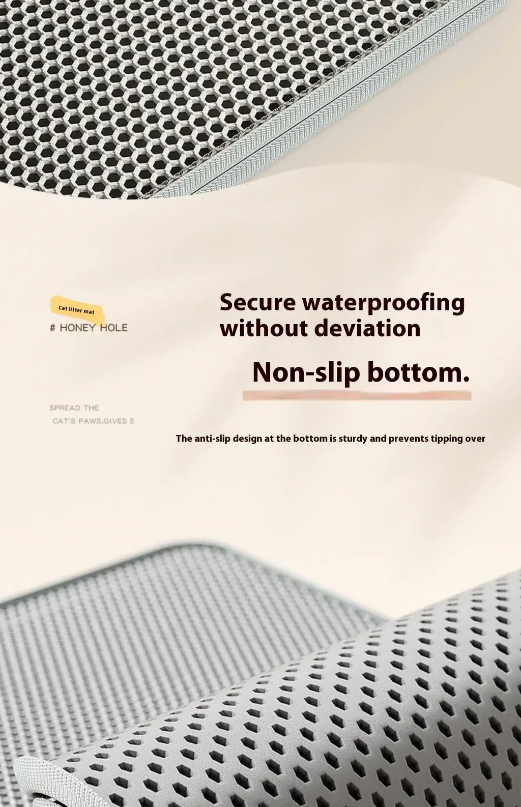 Cat Litter Mat 2-Layer Design Premium Sand Trapping Technology Waterproof Base Non-Slip Pet Floor Protector for Indoor